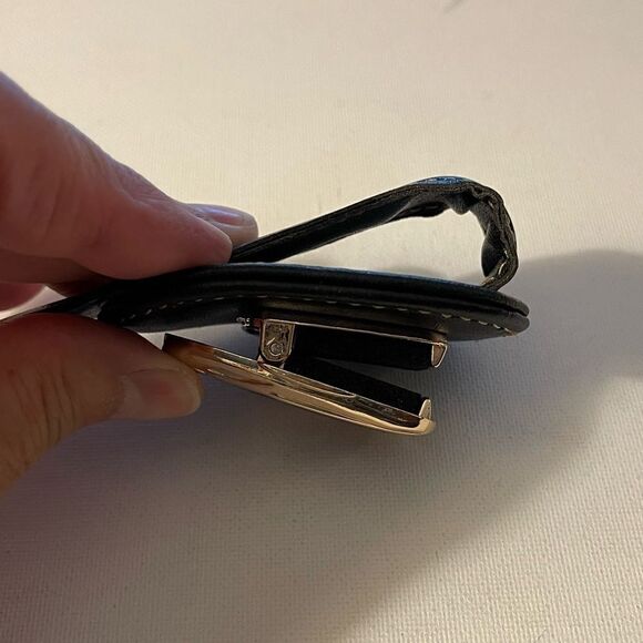 BMW Motorsports Logo Sunglass Holder for Car Black PU Leather With Gold NWT - Picture 12 of 13